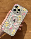 Transparent Clear MagSafe Magnetic Floral Flower Case for iPhone 16 14 15 Pro Max 15 Plus – Wireless Charging Shockproof Cover