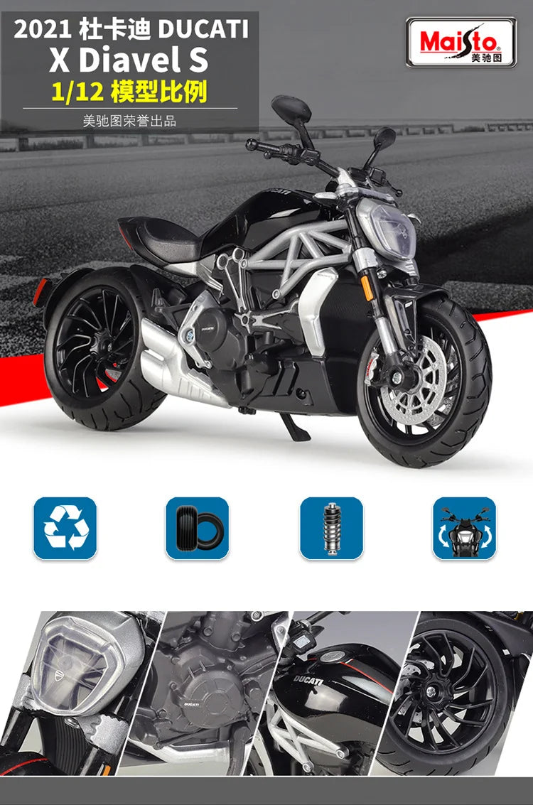 Diecast Ducati XDiavel S 2021 Cruiser Motorcycle Model 1 to 12 Scale