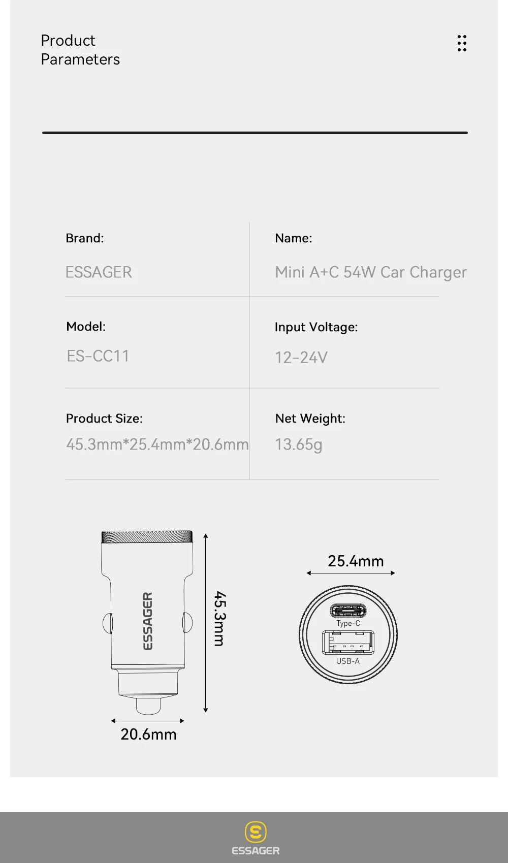 54W USB-C + USB-A Fast Car Charger (PD 3.0 + QC 3.0)