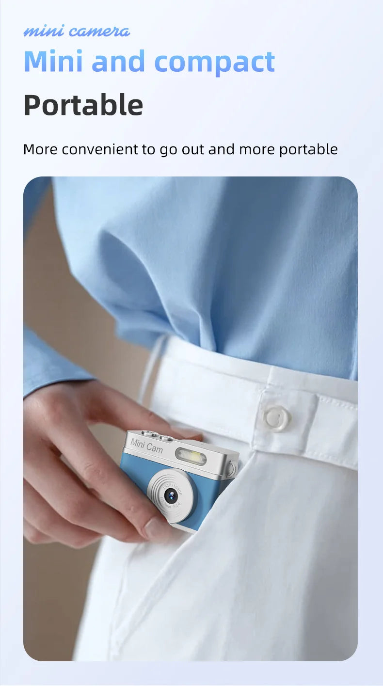 1080P Pocket Action Camera Portable with LED Retro Camera Outdoor Bodycam Mini Keychain Digital Cam 0.96-inch HD Video Recorder