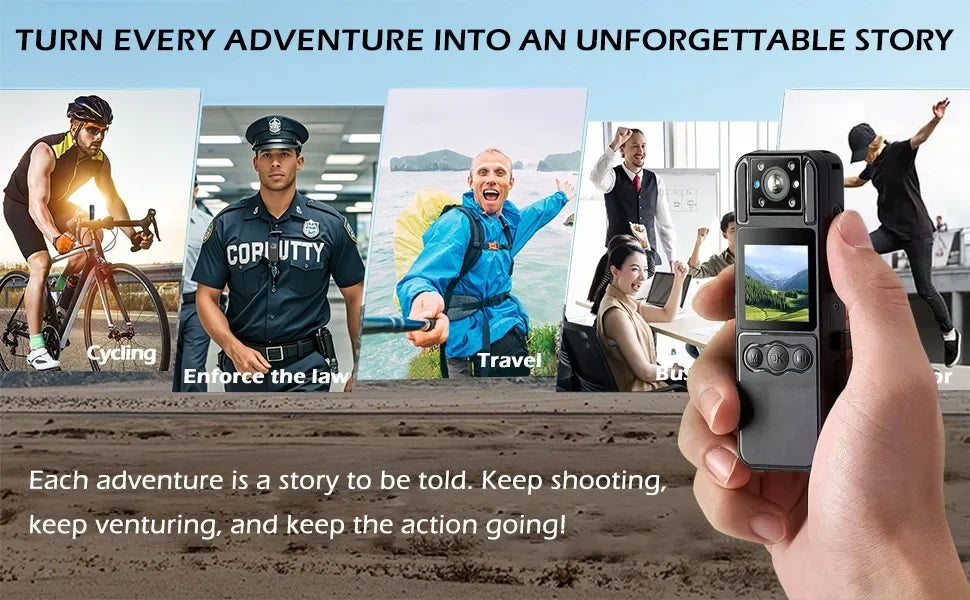 4K Mini Action Camera with Night Vision, WiFi & 180° Rotating Lens Portable Body Cam Recorder