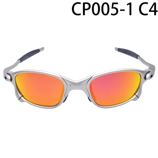 Polarized UV400 Road Bike Cycling Sunglasses – Silver Metal Frame Fishing Riding Eyewear