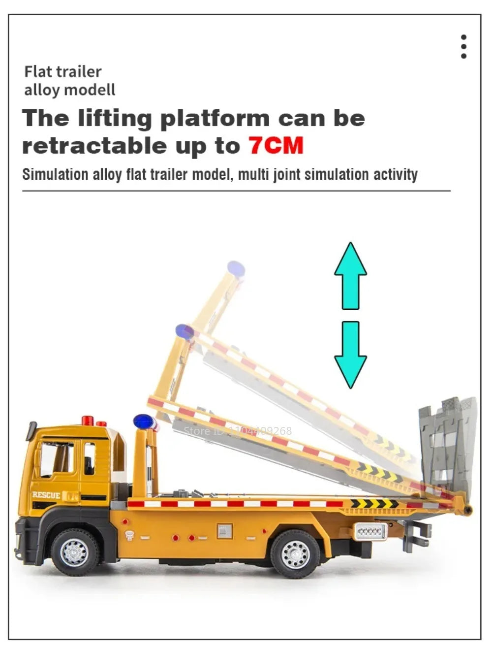 1:32 Flatbed Trailer Roadblock Transpot Truck Model Toy Alloy Diecast Vehicle Simulation Engineering Models Sound Light Gifts