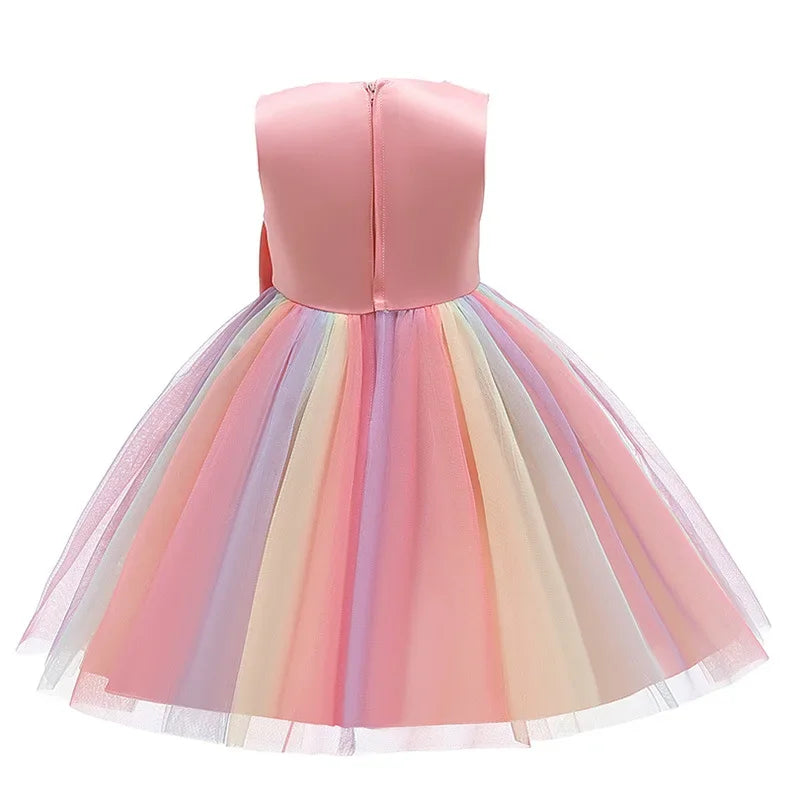 Princess Girl Dress Wedding Birthday Party Frocks for Children Costume With Bow Prom Ball Gown Elegant Party Dress For Girls