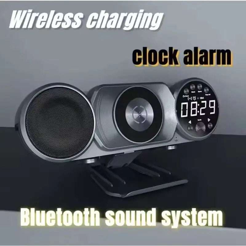 Multifunctional wireless charging Bluetooth clock speaker bedside creative ornament RGB dazzling magnetic subwoofer audio