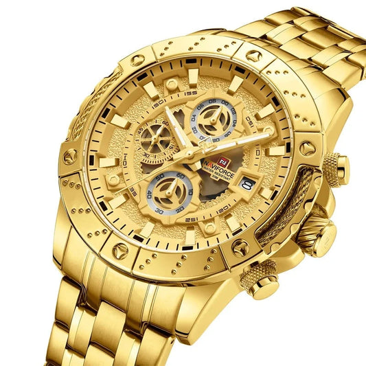 Waterproof Stainless Steel Chronograph Date Fashion Quartz Wristwatch