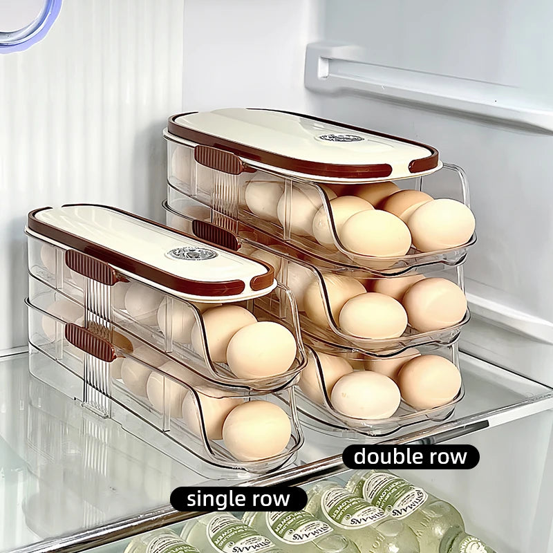 Automatic Rolling Egg Storage Box – 1-Piece Handheld Refrigerator Side Door Egg Rack