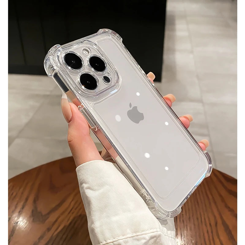 Luxury Transparent Silicone Phone Case For iPhone 17 16 15 14 Pro Max Air 16E Shockproof Soft Cover