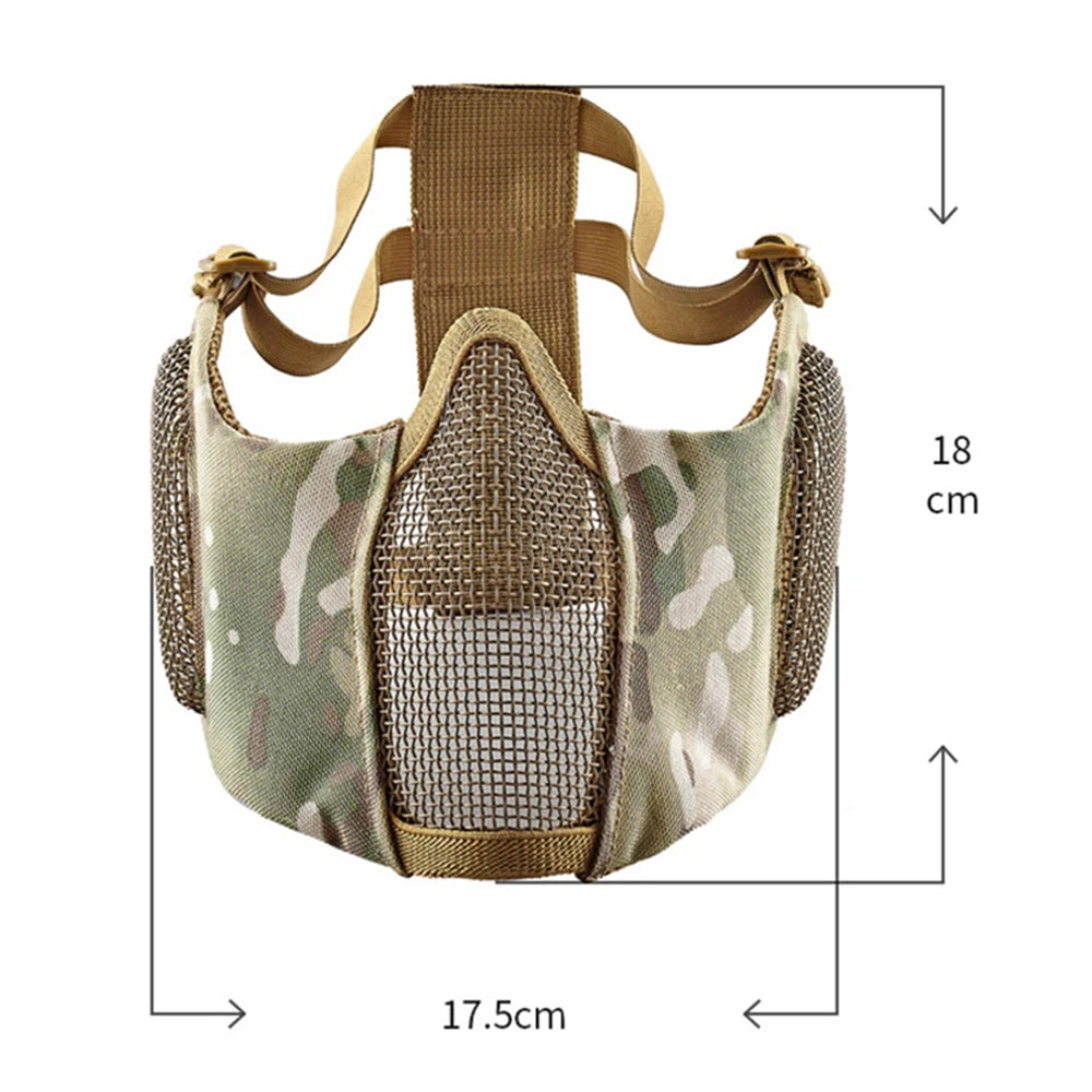 Tactical Airsoft Masks Metal Steel Net Mesh Protect Ears Mask Field Hunting Outdoor War Games Tactical Shooting Paintball Mask