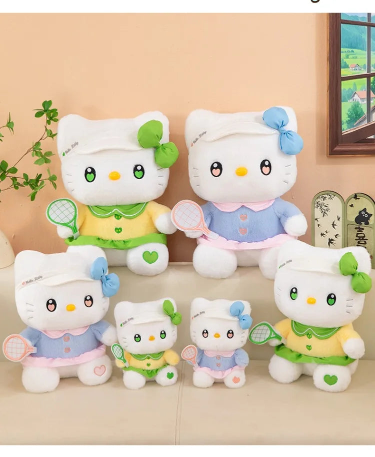 Cute Cat Character Tennis Theme Plush Stuffed Doll Toy