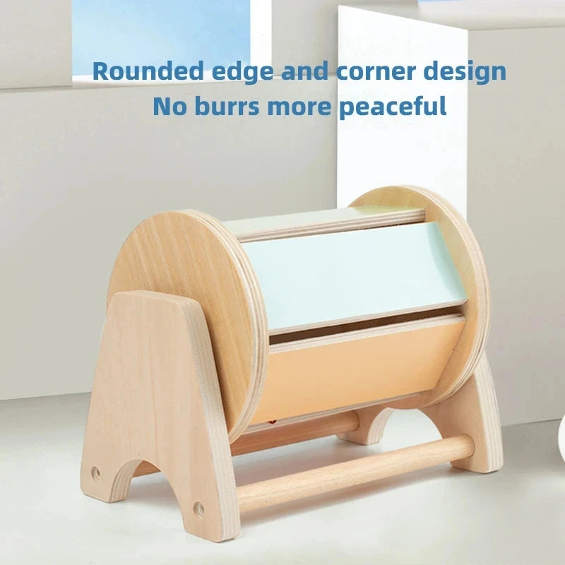 Montessori Coin Ball Box  Toy Wooden Object Permanence Box Macaroon Color Spinning Drum Drawer Box Educational Toys