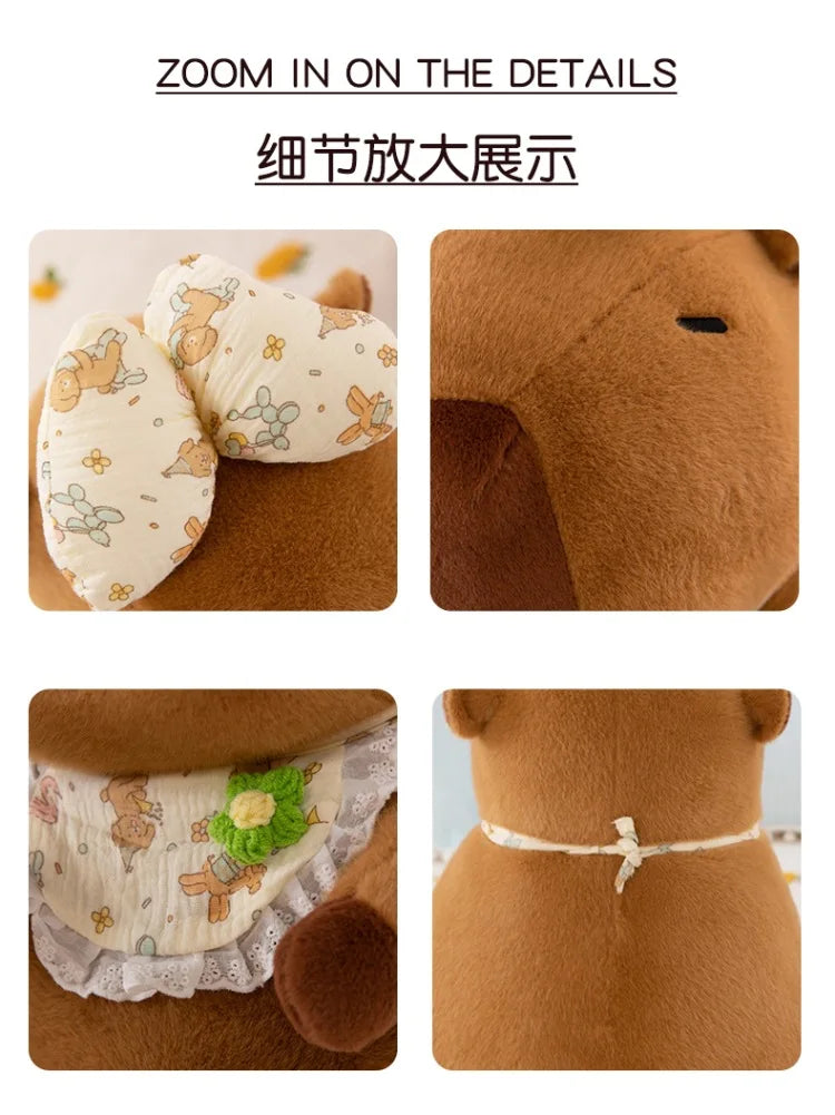 55cm Kawaii Capybara Plush Toy Cartoon with Bow Apron Stuffed Doll Large Cute Baby Gift Kids Birthday Xmas High Quality