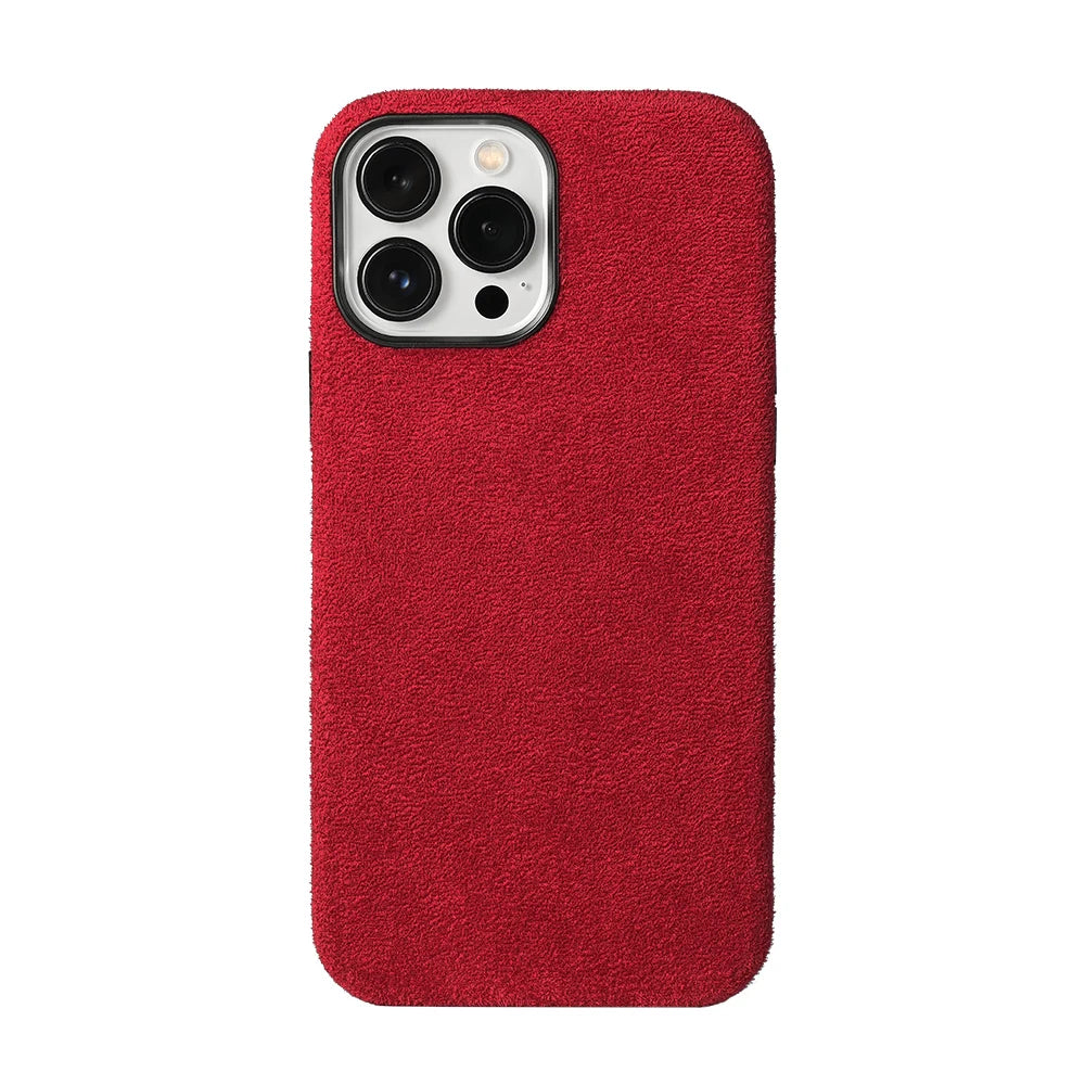 for Magsafe Case Soft Suede Fur Car Leather Phone Case for iPhone 14 Pro Max 14Pro 14 Plus  Back Cover