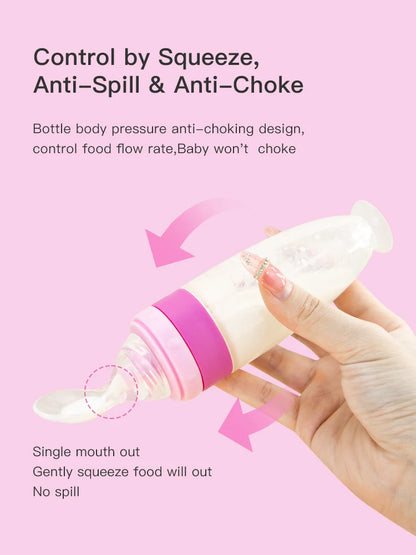 Silicone Squeezing Feeding Bottle Portable Newborn Baby Rice Cereal Training Rice Spoon Infant Cerea Food Supplement Feeder