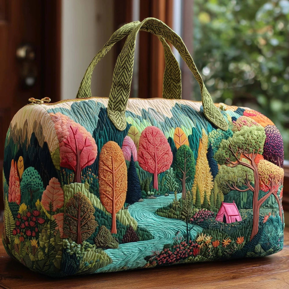 Scenic Duffle Bag Quilted Travel Tote Nature Landscape Forest Bear Desert Artistic Weekender Bags Men Women Camping Road Trip