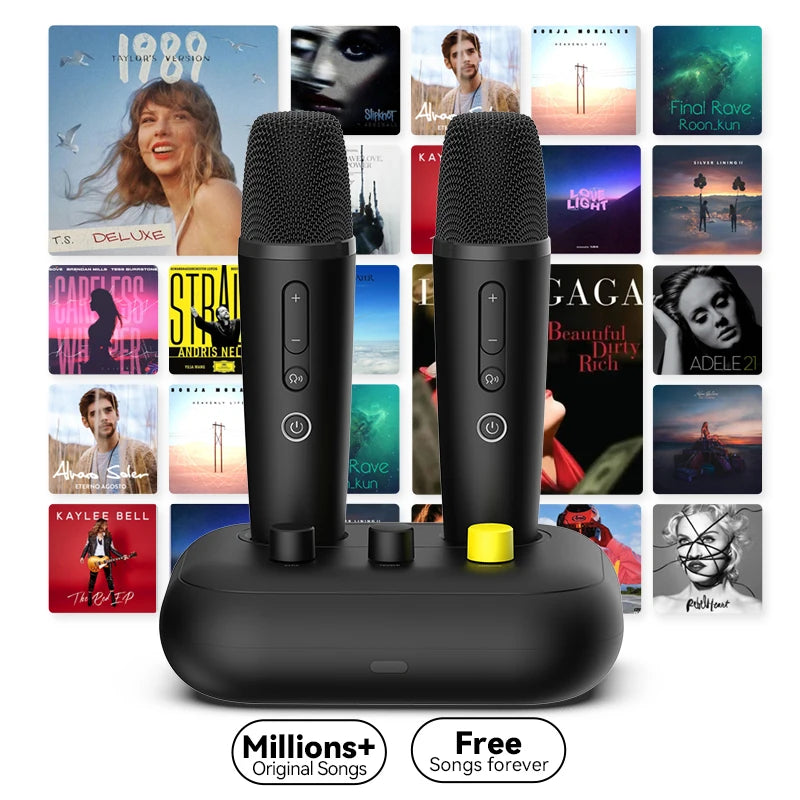 Puremic Karaoke Machine, Free Forever millions songs video MTV karaoke songs streaming karaoke Home Karaoke no Ads with 2 mics