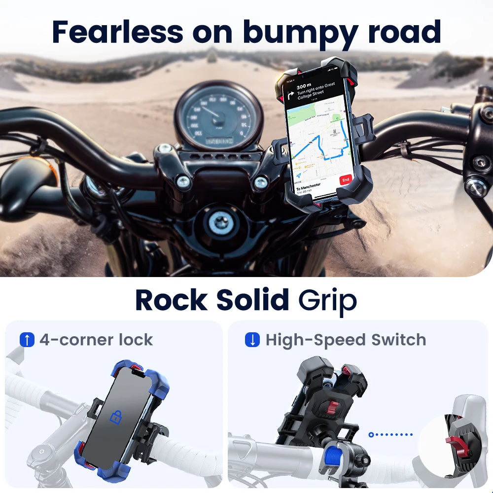 Universal Bike Phone Holder for 4.7-7 inch Mobile Phone 360°View Bicycle Phone Holder Stand Shockproof Bracket JR-ZS288