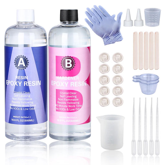1:1 Crystal Clear Epoxy Resin Kit – High Gloss Bubble-Free Art Resin for Casting & Jewelry DIY