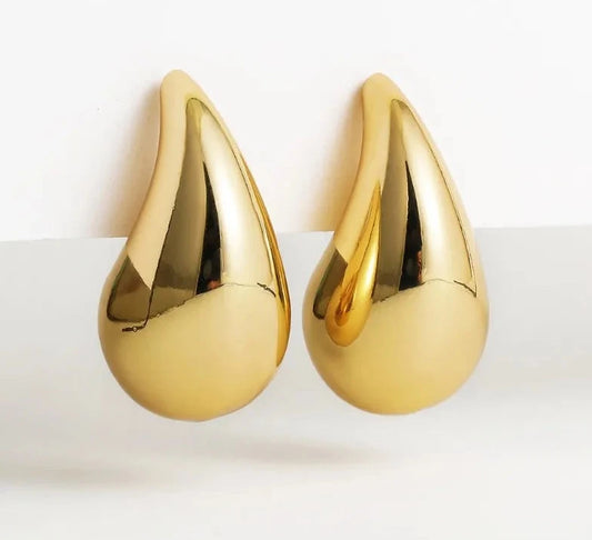 Vintage Temperament Gold Color Chunky Dome Drop Earrings