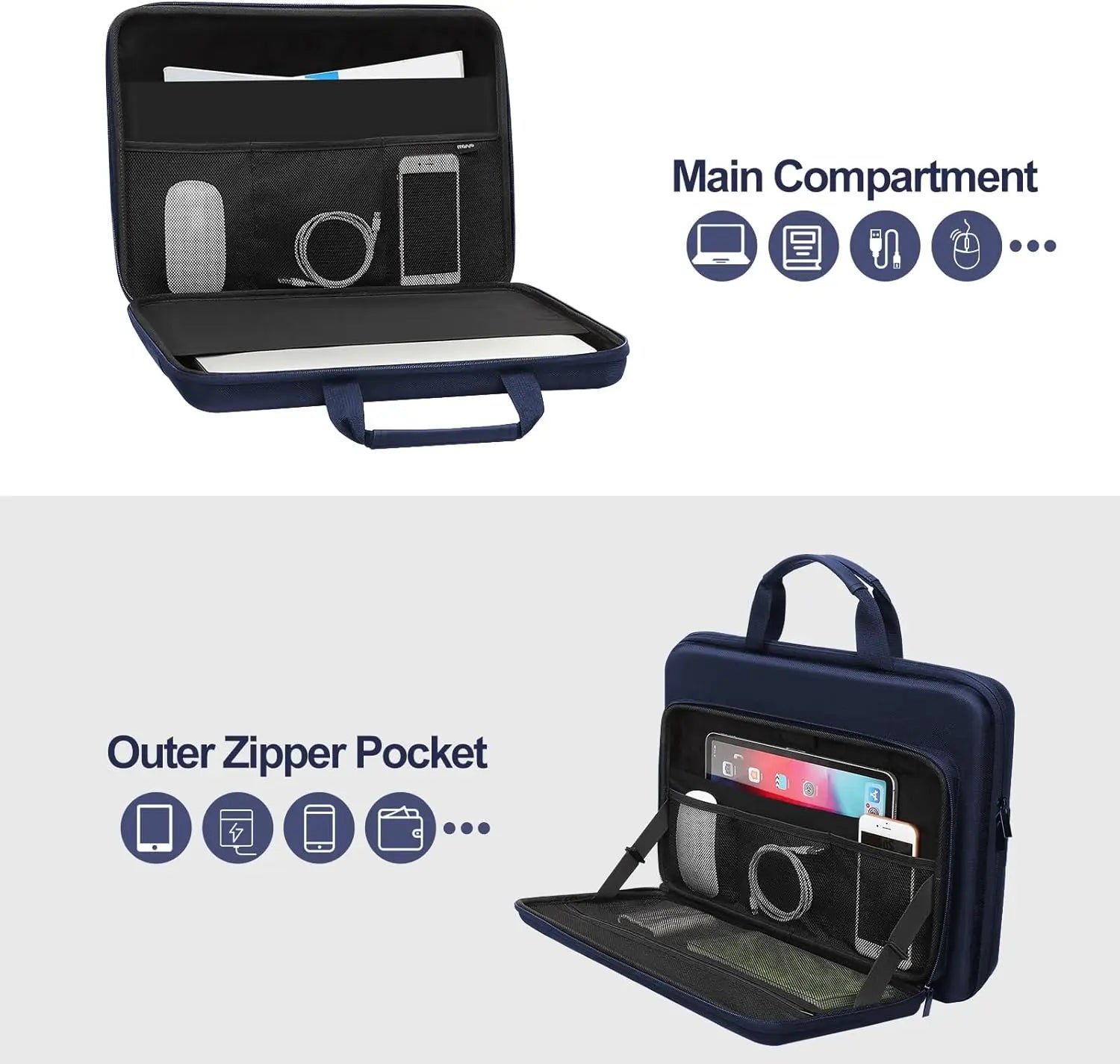 Hard Shell Laptop Sleeve for 13 14 15 16 17 inch Macbook Air Pro M1 M2 M3 M4 HP Notebook Handbag Waterproof EVA Protective Case