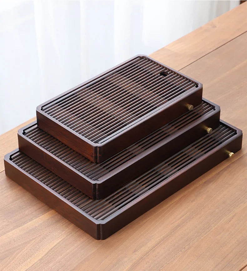 Chinese Natural Bamboo Tea Tray Water Storage Kung Fu Tea Set Simple Rectangular Tea Board Tea Storage Tray