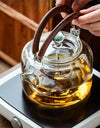 1100ml Suction Handle Beam Glass Teapot With Tea Strainer Infuser Steaming and Boiling Flower Tea Puer Dual-use Tea Pot