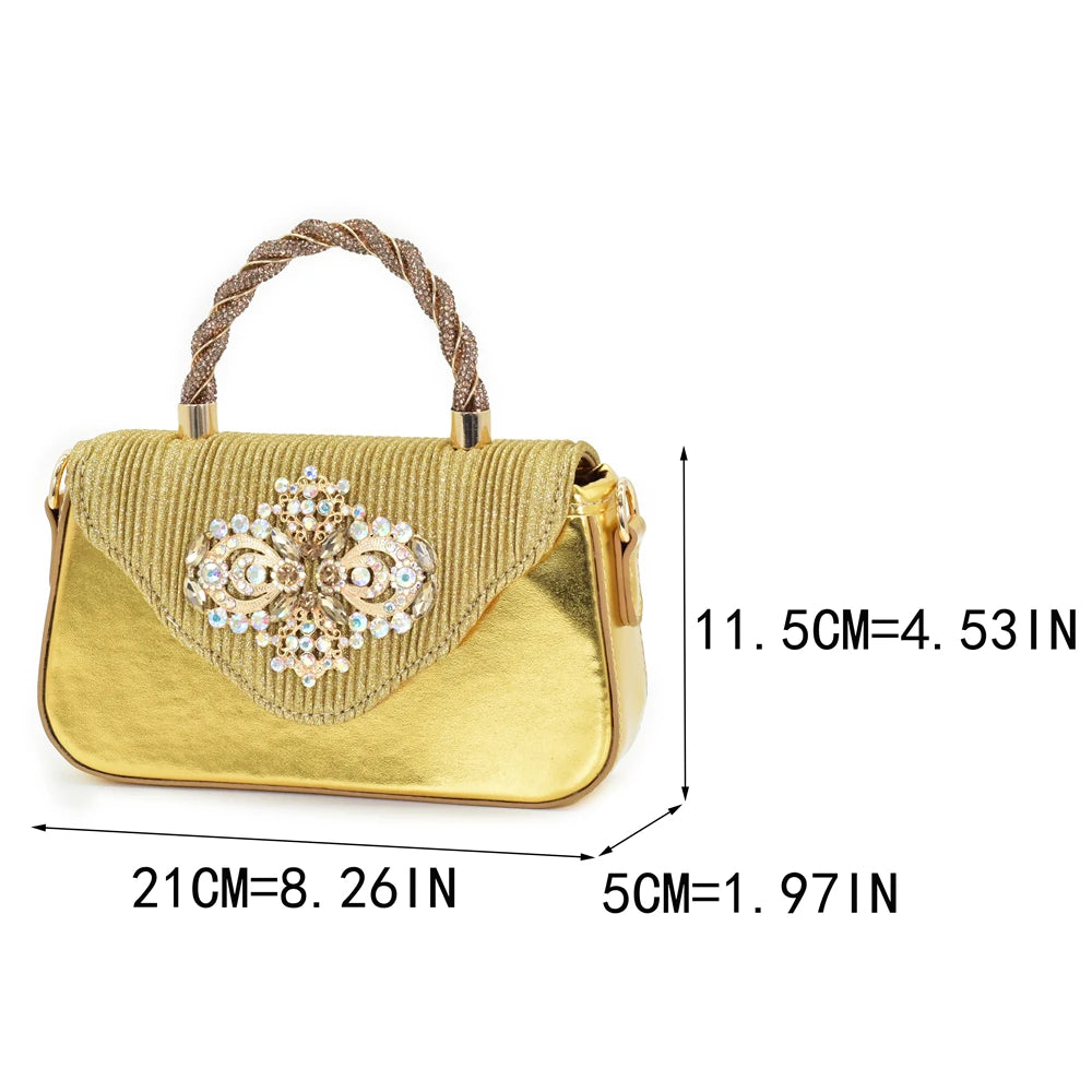 Women Shoes and Bags To Match Set Nigeria Party Nigeria Italian Shoes and Matching Bags Decorated with Rhinestone