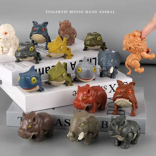 Bite Hand Finger Animal Dinosaur Tricky Model Chameleon Hippo Elephant Interactive Creative Joints Fidget Toy Dino Xmas Boy Gift