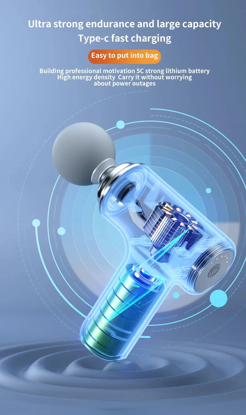 Portable AI Fascial Massage  Electric Percussion Massager Body Relaxation With 4 Replaceable Massage Head LED Night Light