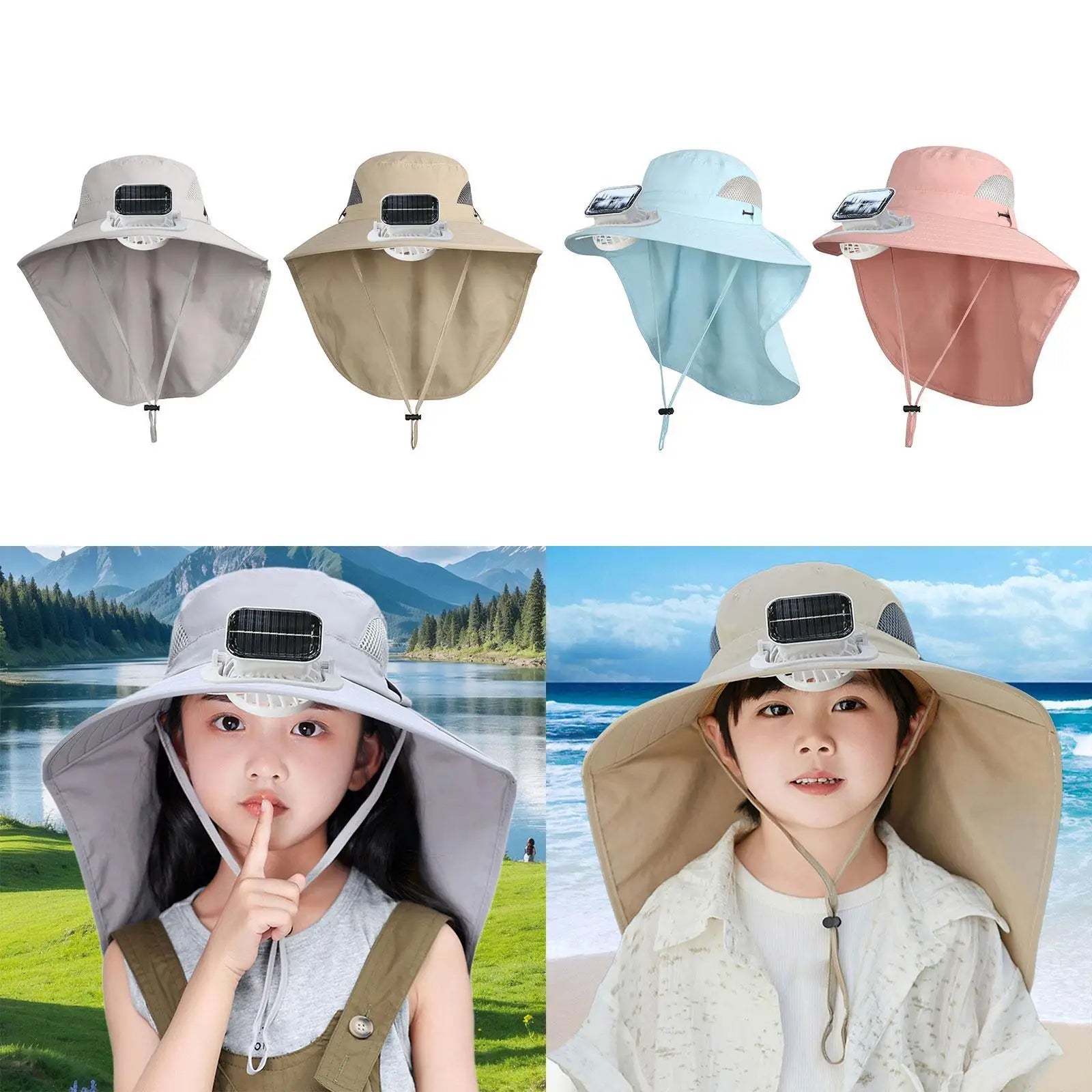 Children Outdoor Hat with Solar Fan Cooling Hat Multifunctional Rechargeable for Sport Golf Hiking Fashionable