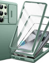 for Samsung Galaxy S24 S23 Ultra Case Bulit-in Screen Protector & Slide Camera Cover Phone Case with Kickstand Belt-Clip