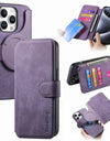 Flip Leather Wallet Case for iPhone 16 15 Pro Max 14 Plus 16E Magsafe Magnetic Detachable Card Slot Holder Cover
