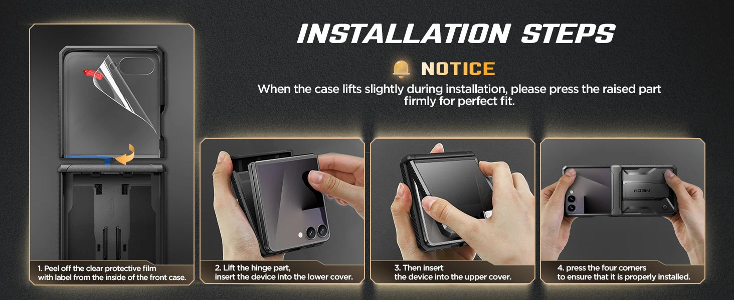 For Samsung Galaxy Z Flip 7 Case with Kickstand Hinge Protection Cover Built-in Privacy Screen Protector Phone Case & Belt-Clip