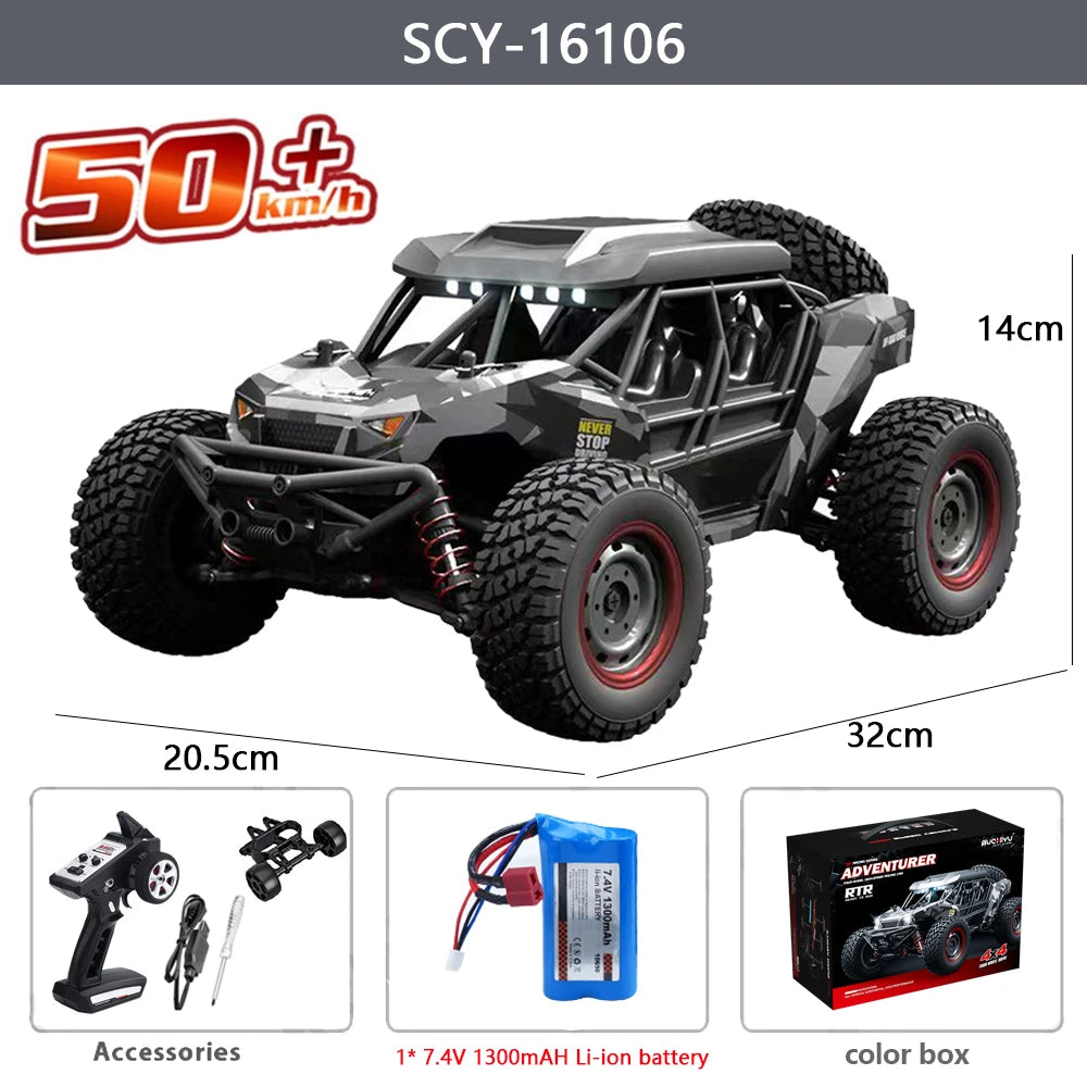 50KM/H 4WD RC Car With LED Remote Control Off-road Cars High Speed Drift Monster Truck for s vs Wltoys 144001 Toys