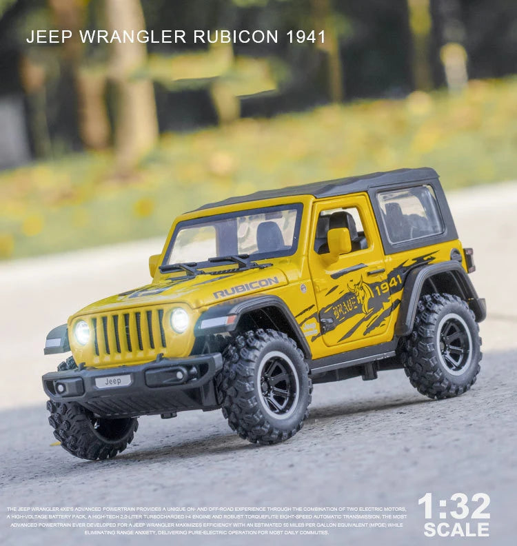 1:32 Jeep Wrangler Rubicon Alloy Off Road Diecast Model Hight Simulation Sound Light  Toy Collect Hobby Model Ornaments Gift
