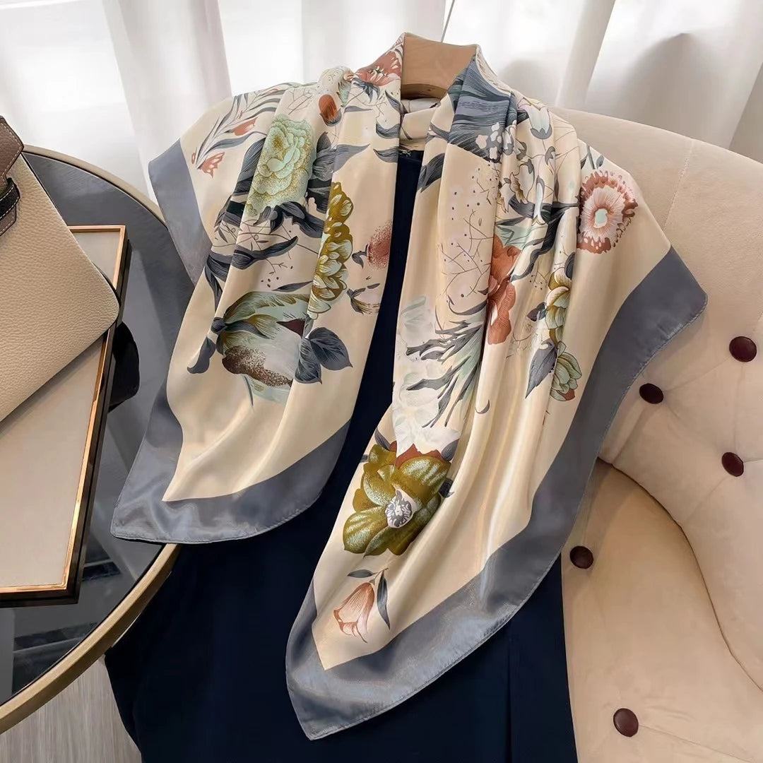 Square Women Scarves Silk Office Ladies Hair Neck Bandanna Headband Foulard Headcloth Muslim Headscarf Female muffler