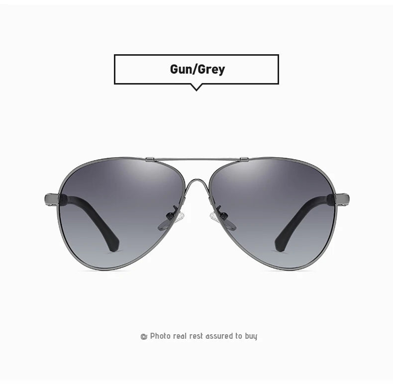 Titanium Memory Metal Photochromic Polarized UV400 Pilot Sunglasses for Men Women