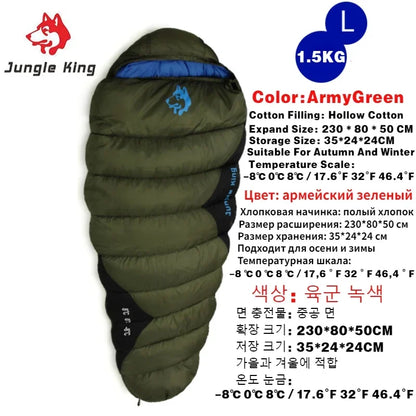 1.5KG Thickened Winter Cold Weather Waterproof Sleeping Bag Camping Hiking Supplies -8℃ Cotton Sleeping Bags