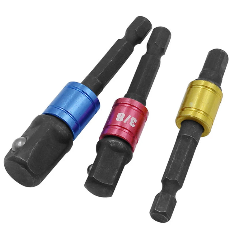 Socket Adapter Impact Grade CR-V 1/4" 3/8" 1/2" Hex Shank Bit Square Power Drill Sockets Bit Set Driver Wrench Sleeve Extension