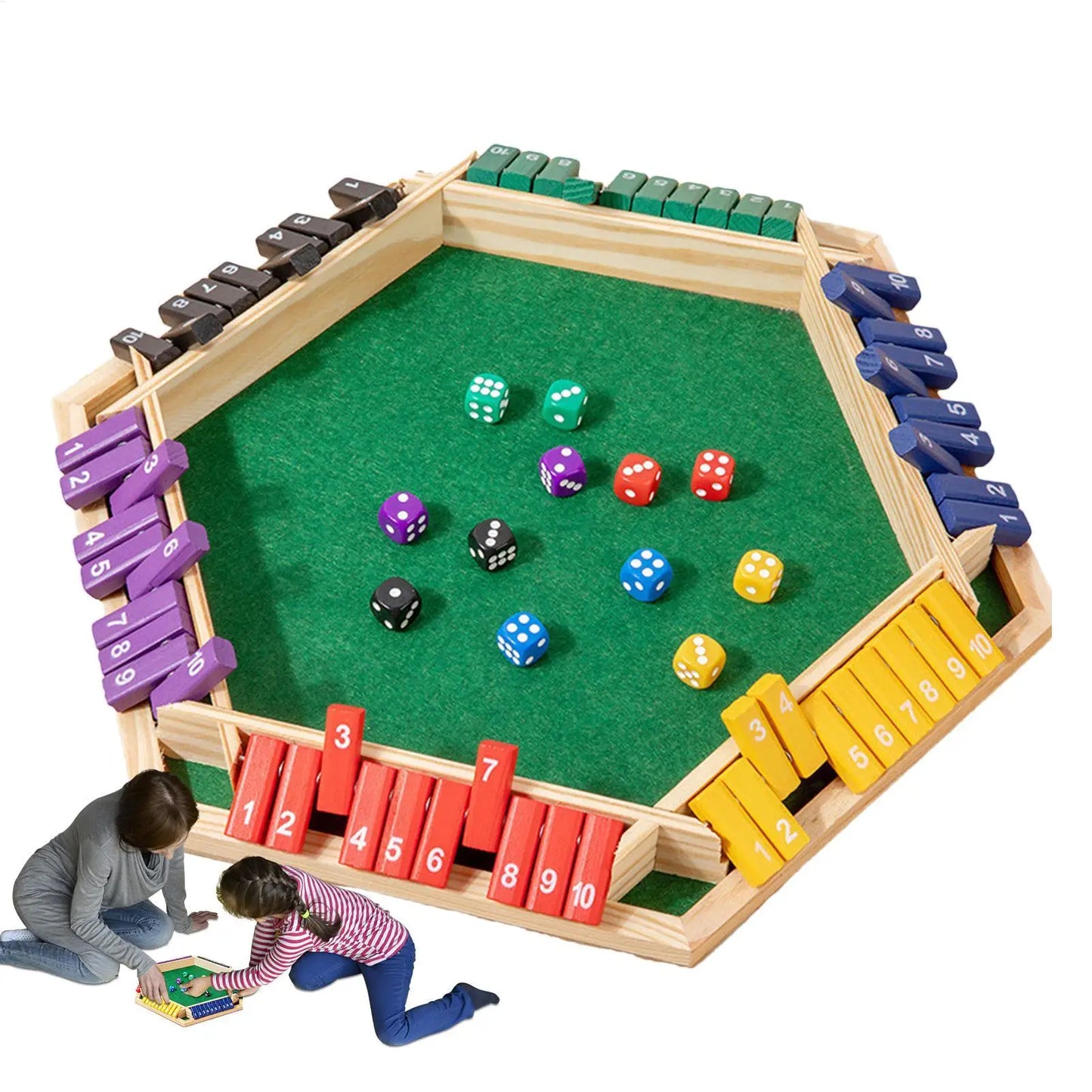 Wooden Shut The Box Dice Game – Six Sided Flipping Number Board