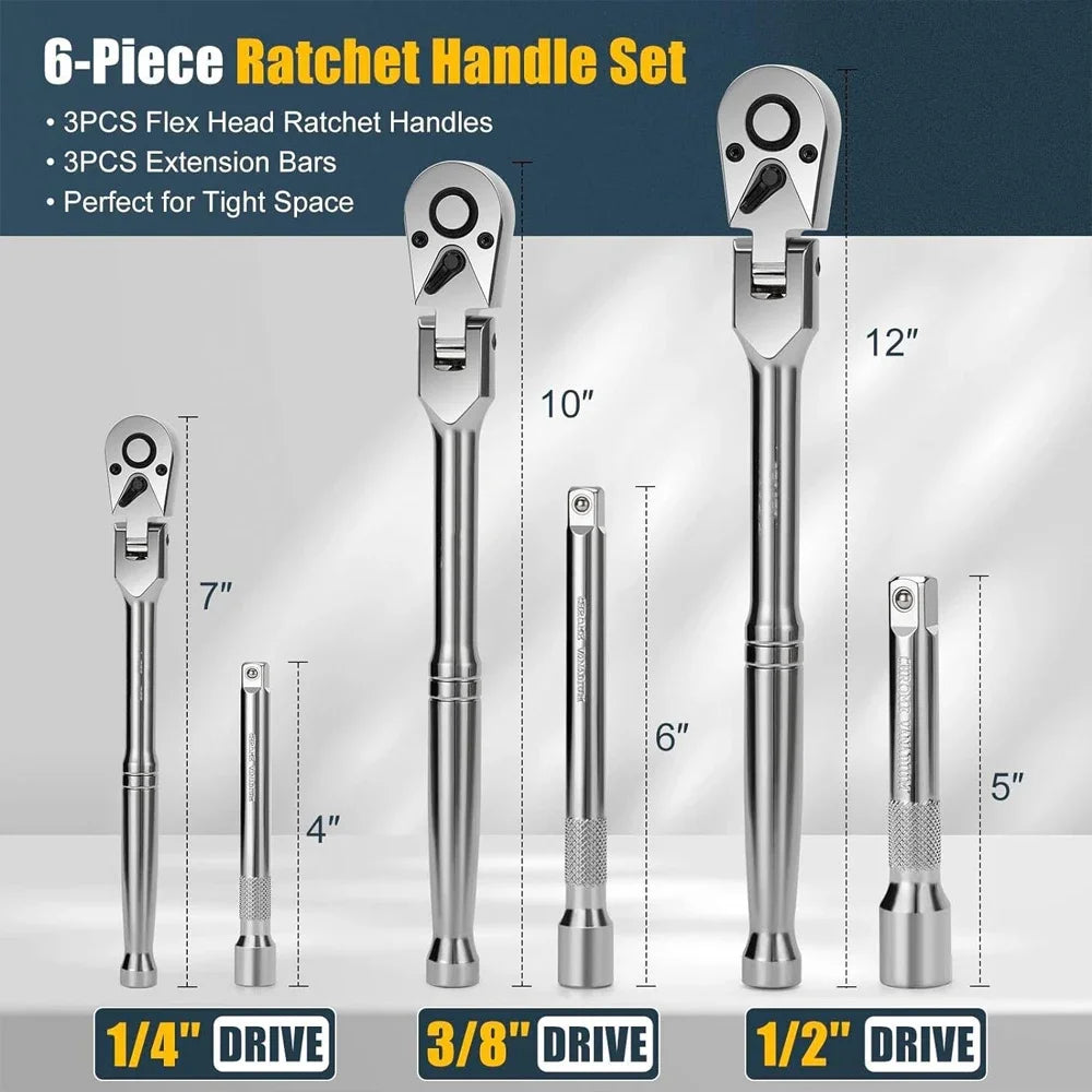 6pcs Flex Head Ratchet Set 1/4