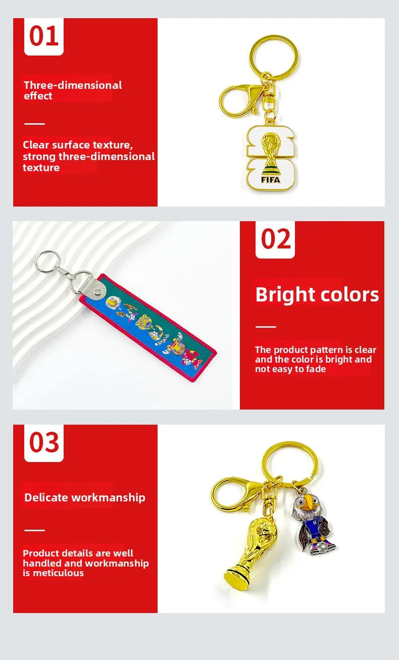 2026 Football Trophy Keychain Soccer Fan Backpack Charm Collectible
