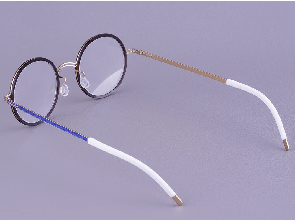 Vintage Round Titanium Acetate Eyeglasses Frame
