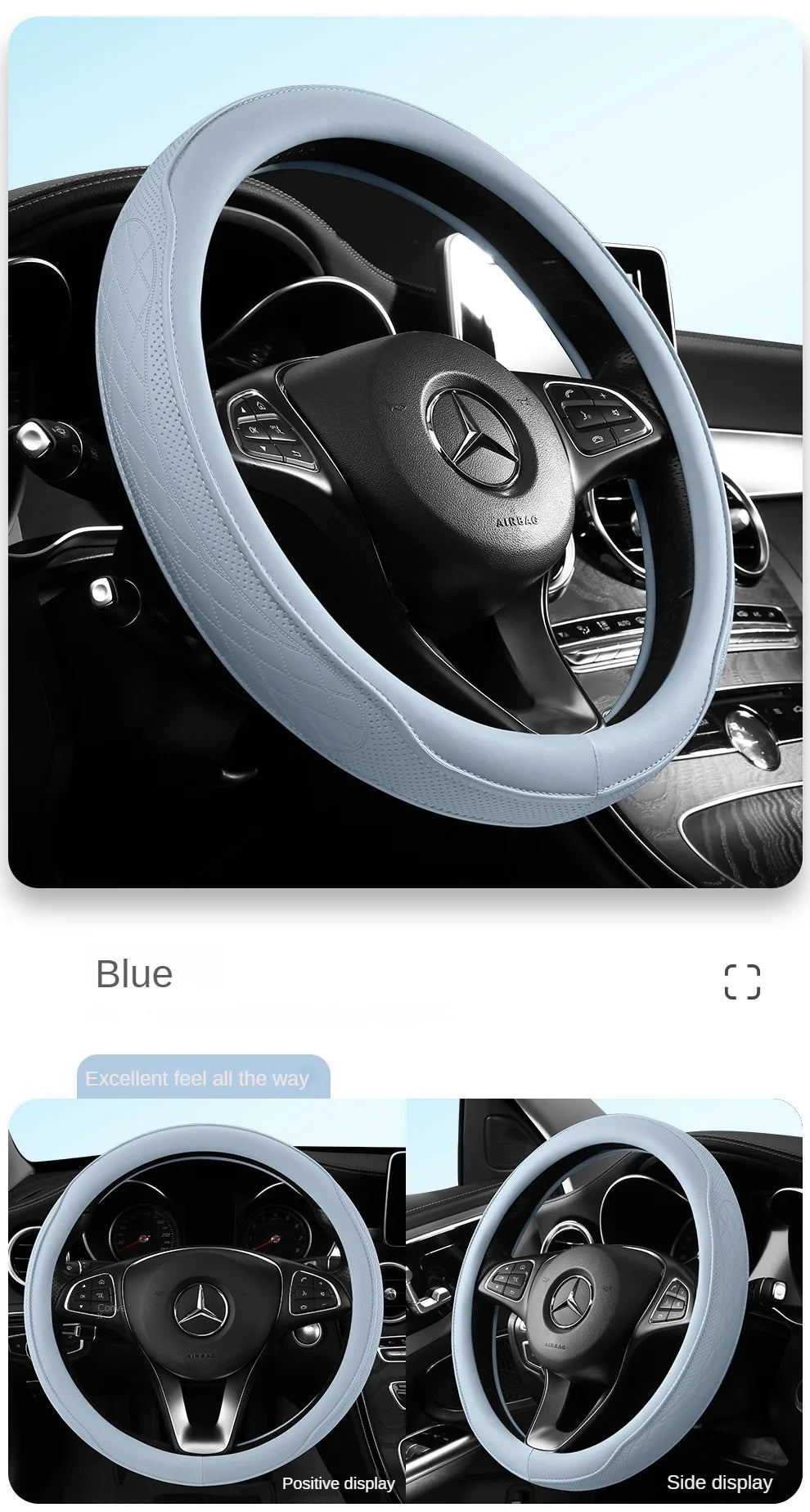 Perforated Nappa Leather Car Steering Wheel Cover 37CM 38CM