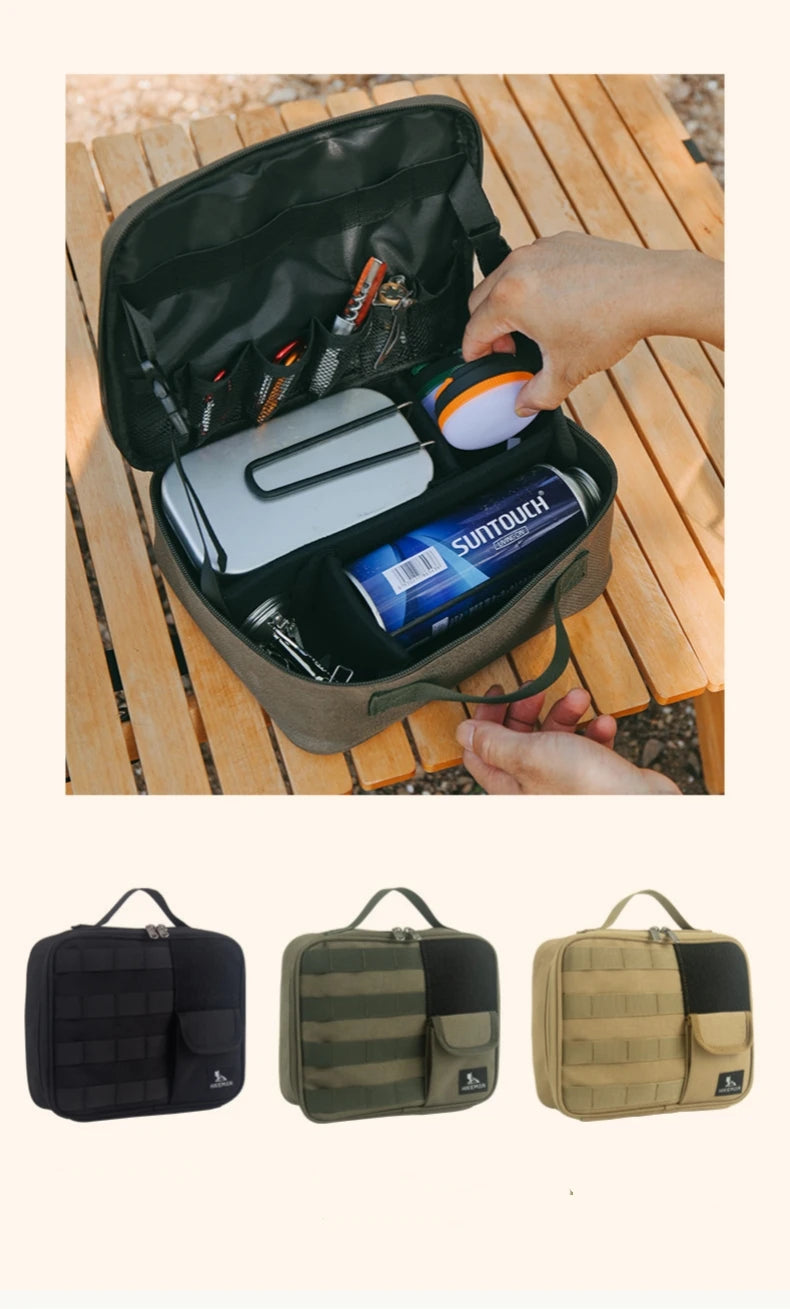 Multi-Functional Camping Storage Bag Lamp Gas Tank  Anti-Collision Storage Bag Wind Rope Lunch Box Flashlight Storage Bag