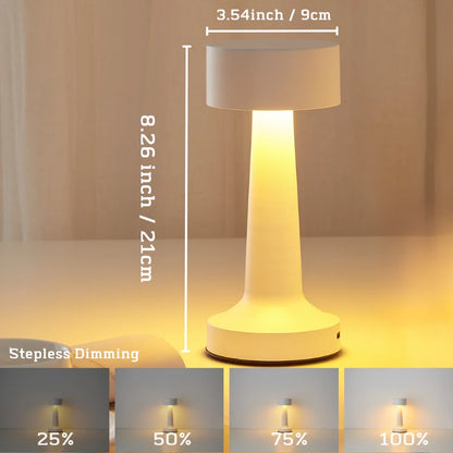 USB with Touch Sensor Dimmable Metal Table Lamp 3 Colors Bedroom Nightstand Kids Wireless LED Night Light Rechargeable Battery