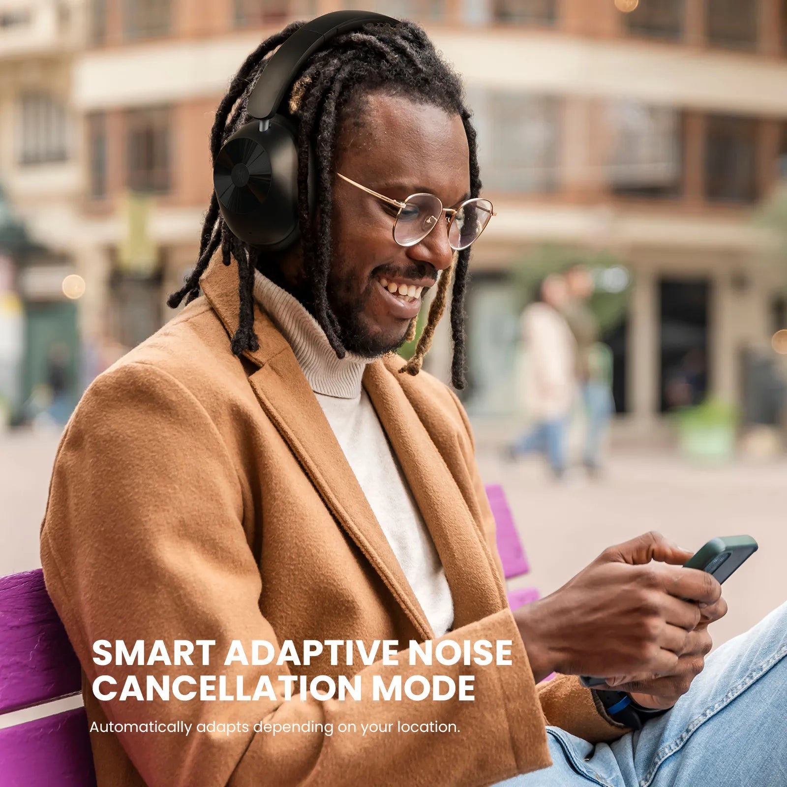 A5 Bluetooth 5.4 Headphones 43dB Hybrid Active Noise Cancelling Over Ear Wireless Headset Hi-Res LDAC Audio With ENC Mic