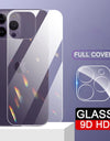 2in1 Full Cover Back+Camera Lens Protective Tempered Glass on iPhone 15 14 Pro Max 11 12 13 Pro Max Screen Camera Protector Film