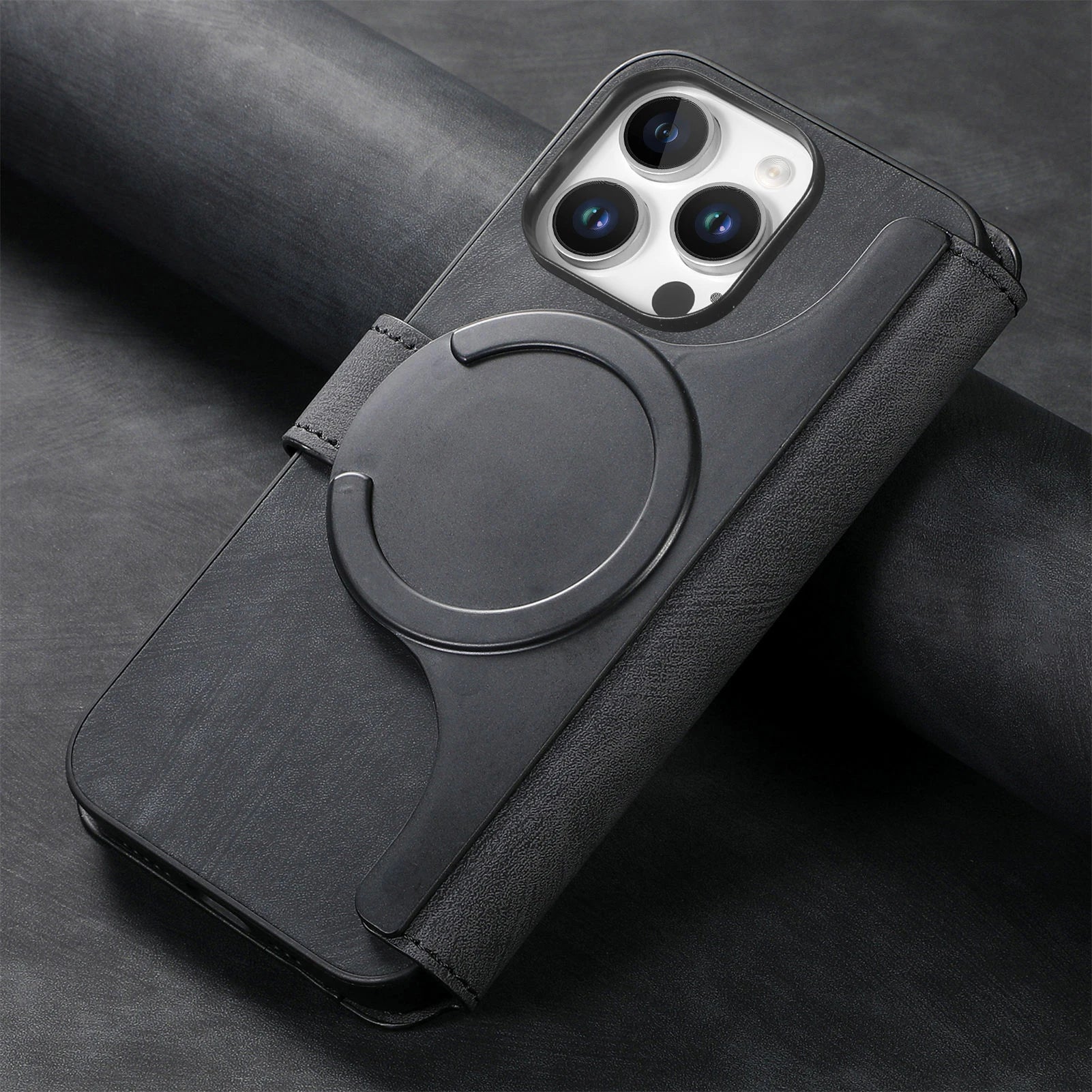 Flip Leather Wallet Case for iPhone 16 15 Pro Max 14 Plus 16E Magsafe  Detachable Card Slot Holder Cover