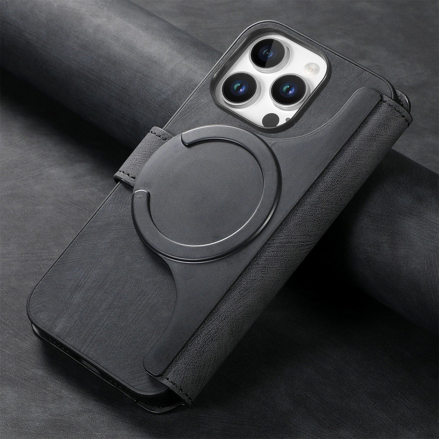 Flip Leather Wallet Case for iPhone 16 15 Pro Max 14 Plus 16E Magsafe  Detachable Card Slot Holder Cover